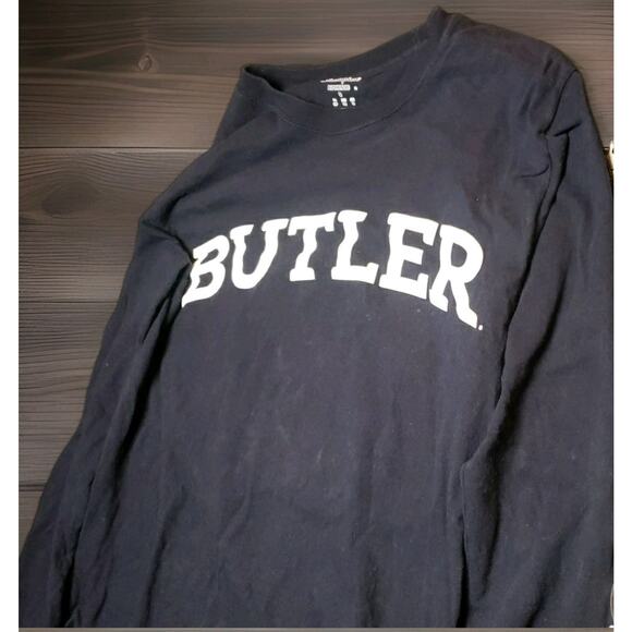 CHAMPION Mens Butler Graphic Top Long Sleeve Small Navy Blue Cotton AS03 - Picture 1 of 5